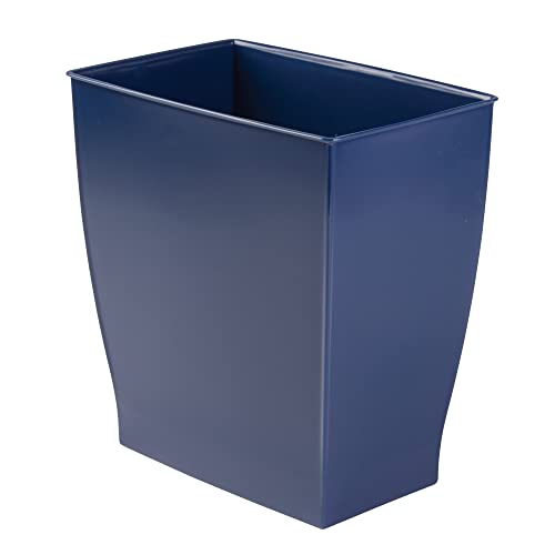 Classic iDesign Small Plastic Bathroom Trash Can, Slim Rectangle Garbage Bin for Daily Use