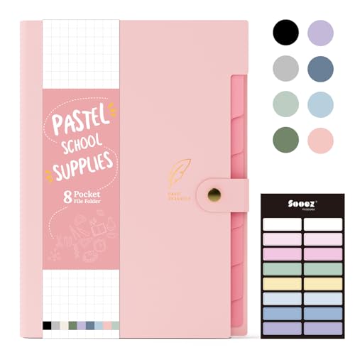 Modern Sooez Aesthetic 8 Pocket Accordion File Organizer, Pastels Expanding Essentials