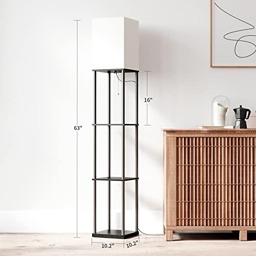 Minimalist SUNMORY Floor Lamp with Shelves, Modern Square Standing Lamp Essentials