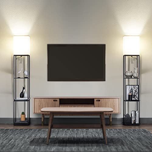 Minimalist SUNMORY Floor Lamp with Shelves, Modern Square Standing Lamp Essentials