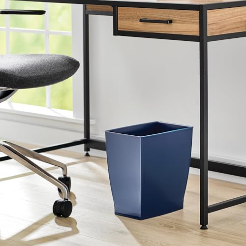 Classic iDesign Small Plastic Bathroom Trash Can, Slim Rectangle Garbage Bin for Daily Use