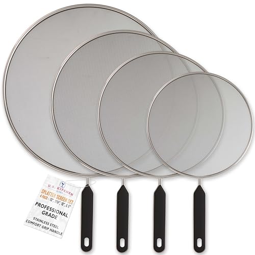 luxury U.S. Kitchen Supply 4-Piece Stainless Steel Splatter Guard Collection