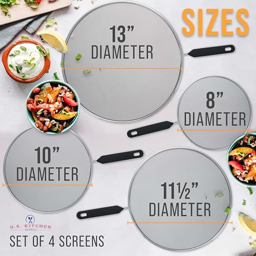 luxury U.S. Kitchen Supply 4-Piece Stainless Steel Splatter Guard Collection